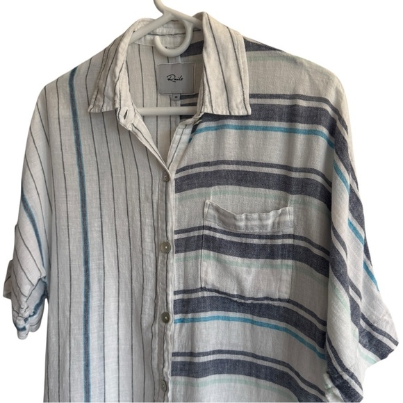Rails Finley Shirt in Mixed Aegean Blue Stripe, Size XS - Picture 7 of 12